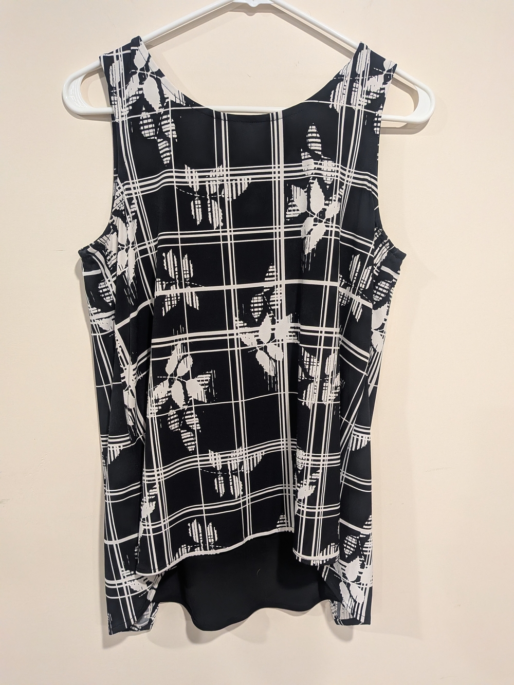 Cynthia Rowley Plaid Floral Cross-Back Top